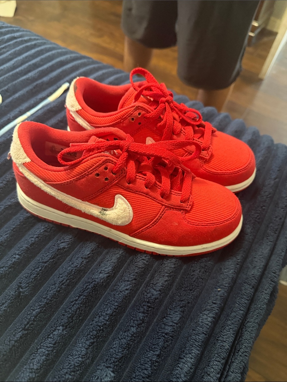 Nike Kids Red Low-Top Sneakers with White Swoosh